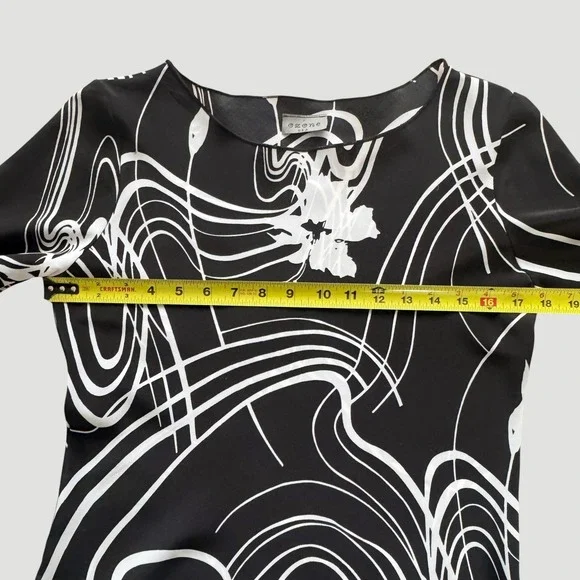 Vintage Ozone USA Black White Asymmetrical Handkerchief Blouse M Y2K Whimsigoth - Picture 6 of 13